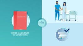 Illustration aus einem Erklärvideo für die HPG, animiert von M’splain. Mit animierten Charakteren und 2D-Elementen im klaren Motion-Design-Style – für visuelle Kommunikation im Pflege- und Gesundheitsbereich. 