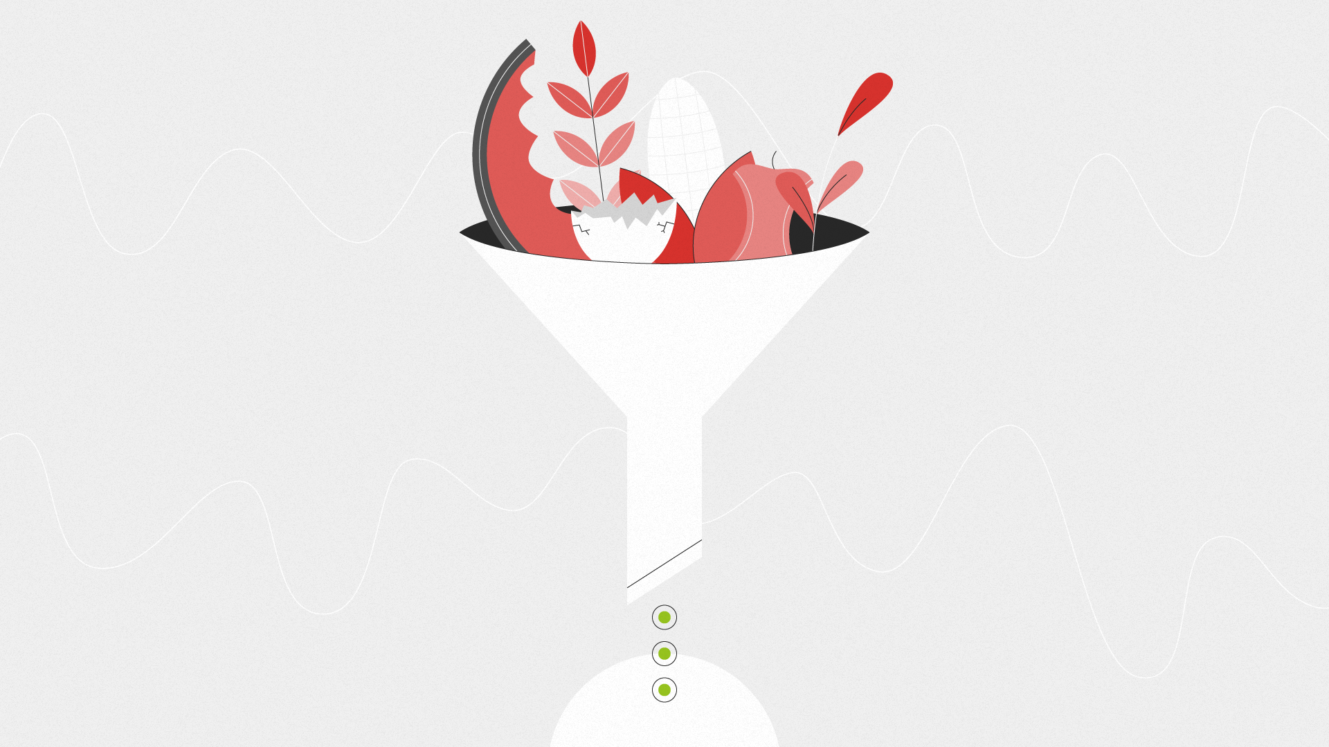 Illustration aus einem Erklärvideo von Humify, produziert von M'splain. Im 2D-Animationsstyle gestaltetes Video mit kreativer, grafischer Darstellung des nachhaltigen Prozesses der Humus-Herstellung. 